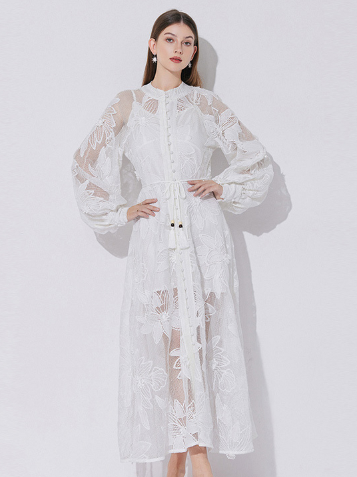 Vestido maxi elegante blanco Silvia
