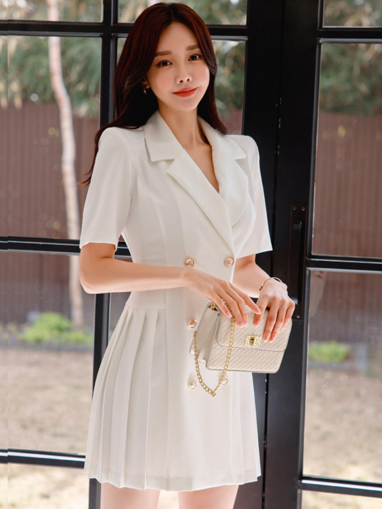 Vestido estilo traje formal blanco Ashlyn