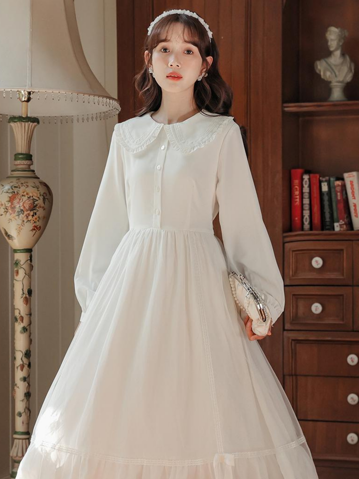 Vestido largo blanco J-style tierno Wendy