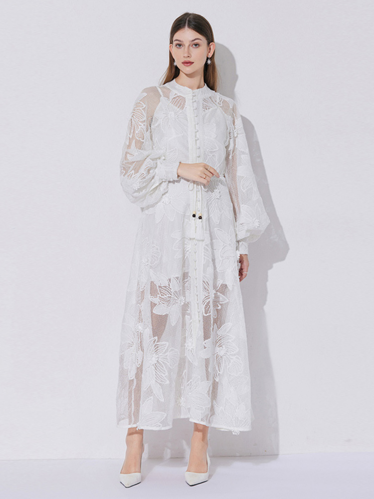 Vestido maxi elegante blanco Silvia