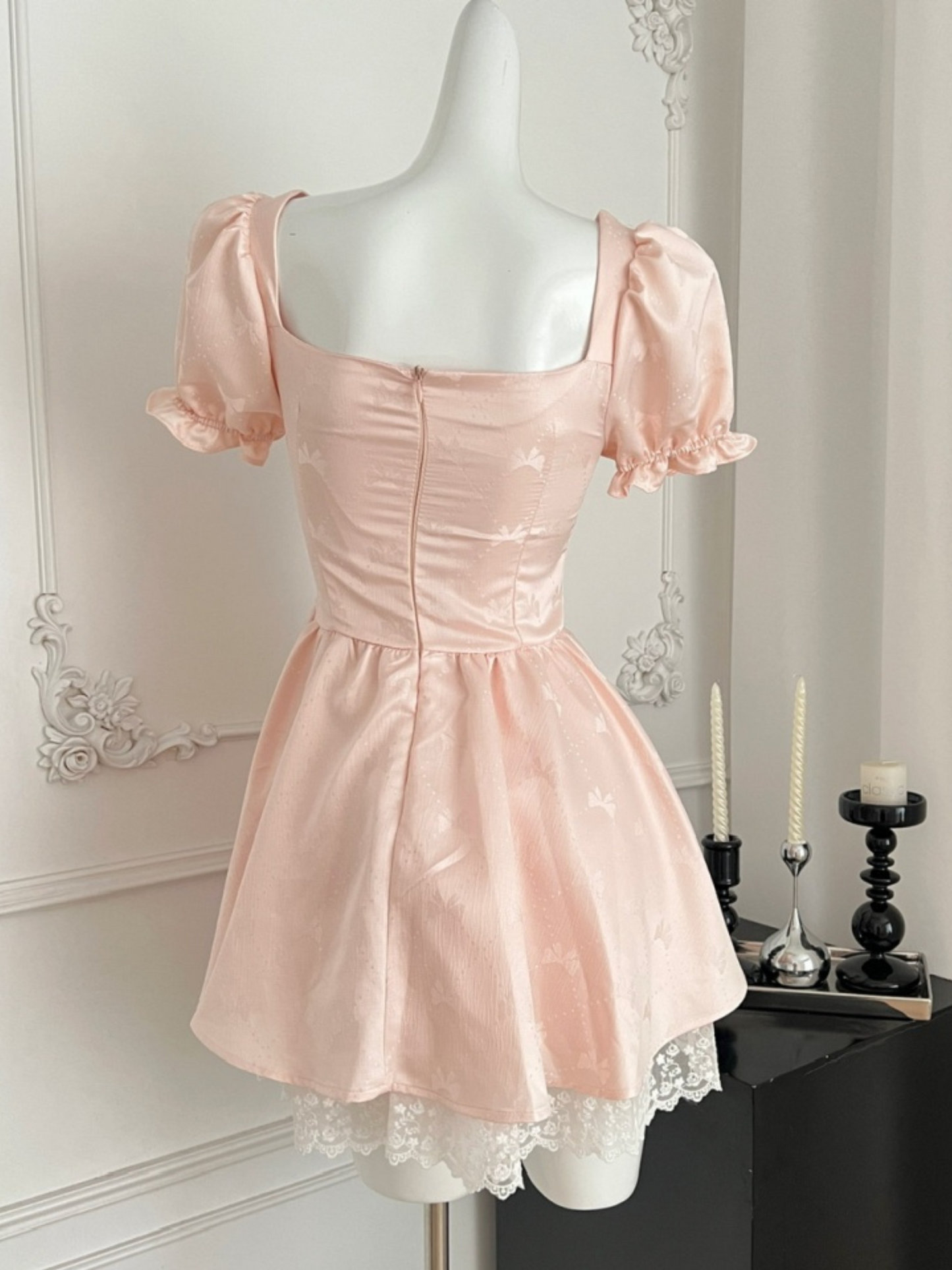 Mini vestido coquette tierno rosa con lazos Suzy