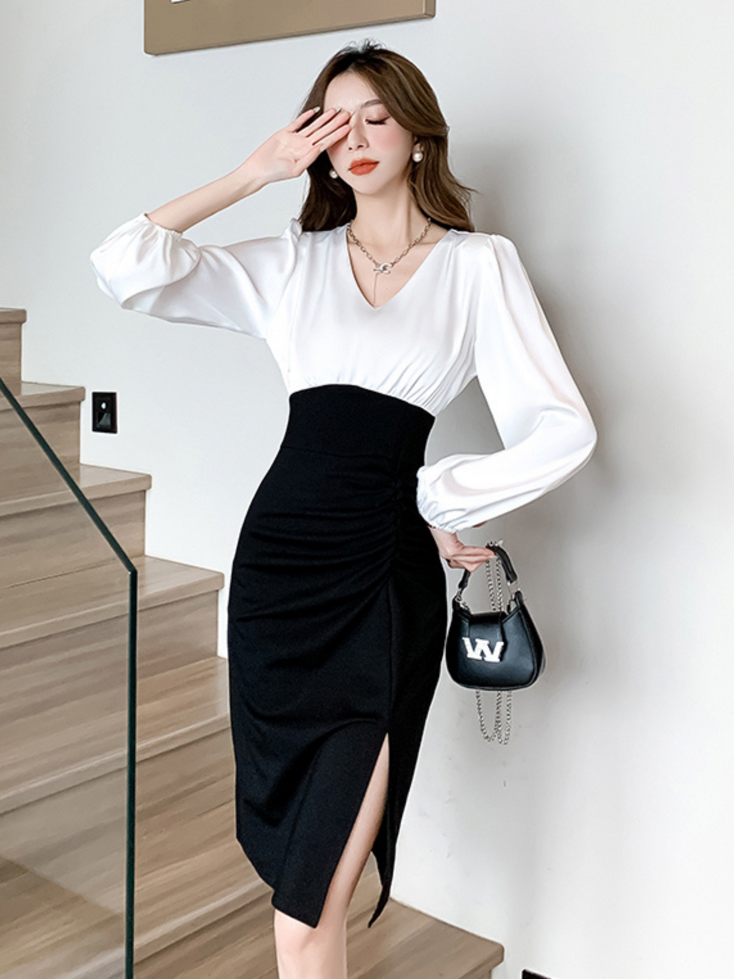 Vestido elegante midi bicolor Willow