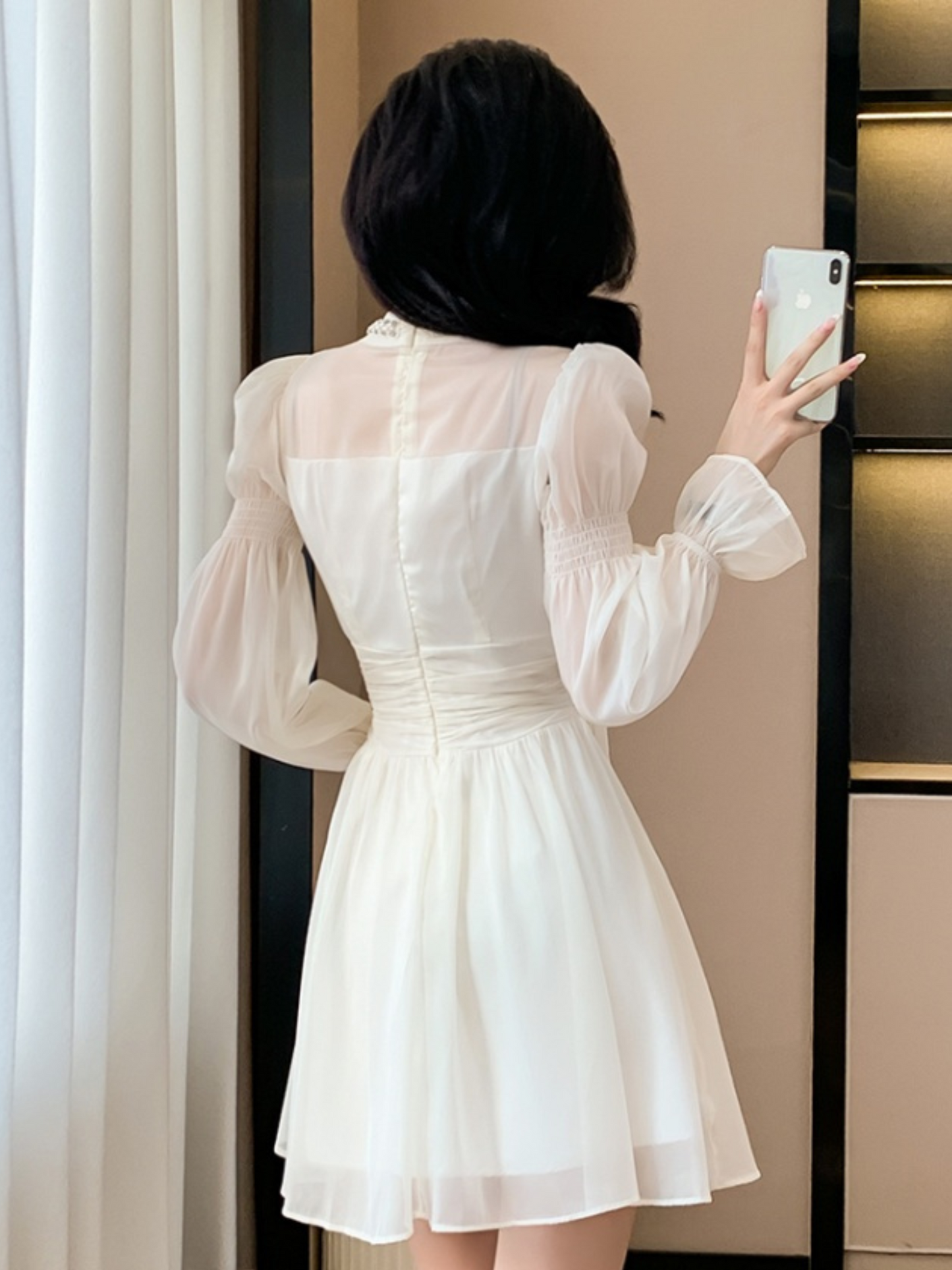 Mini vestido blanco mangas largas Allie