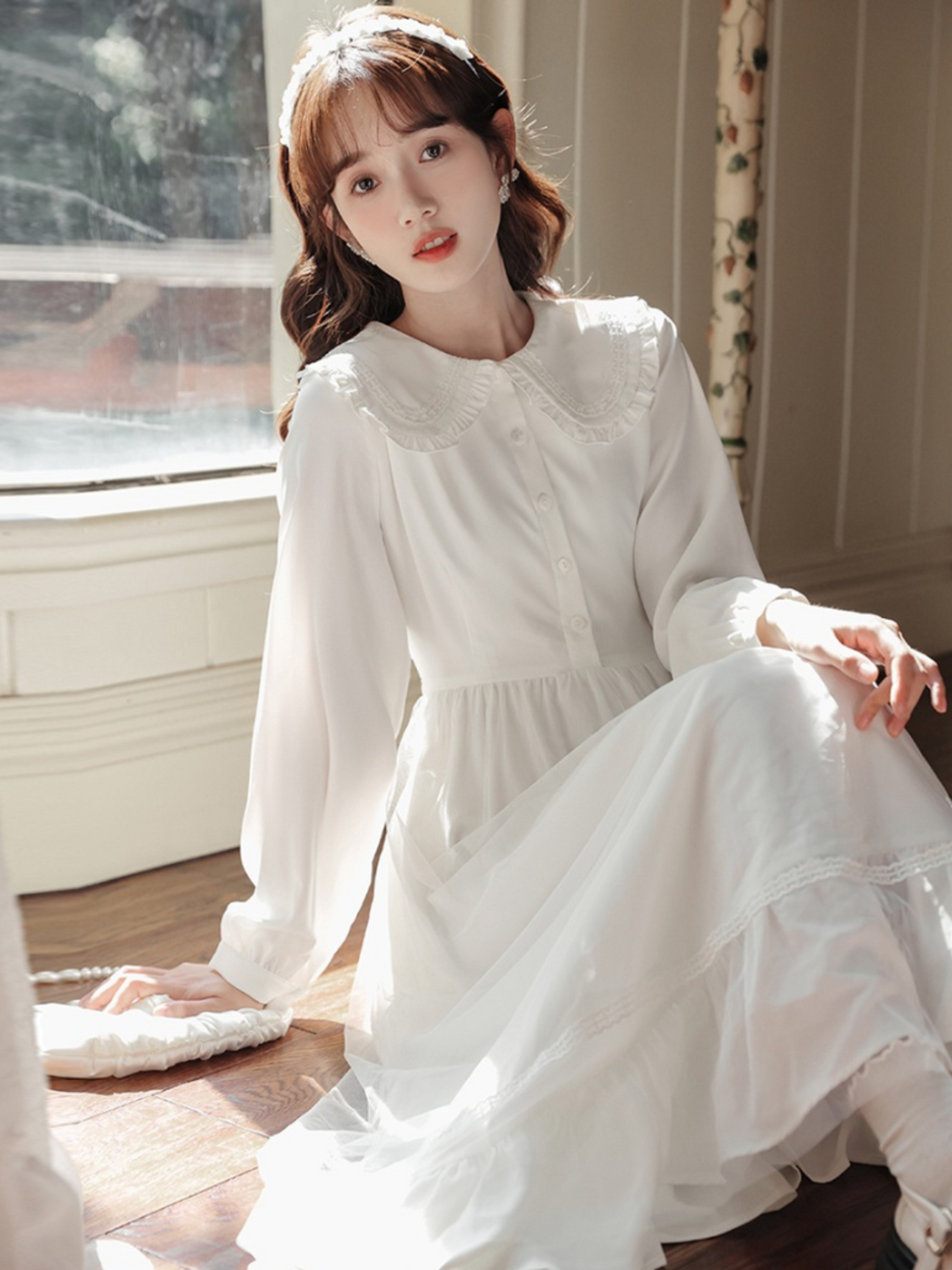 Vestido largo blanco J-style tierno Wendy