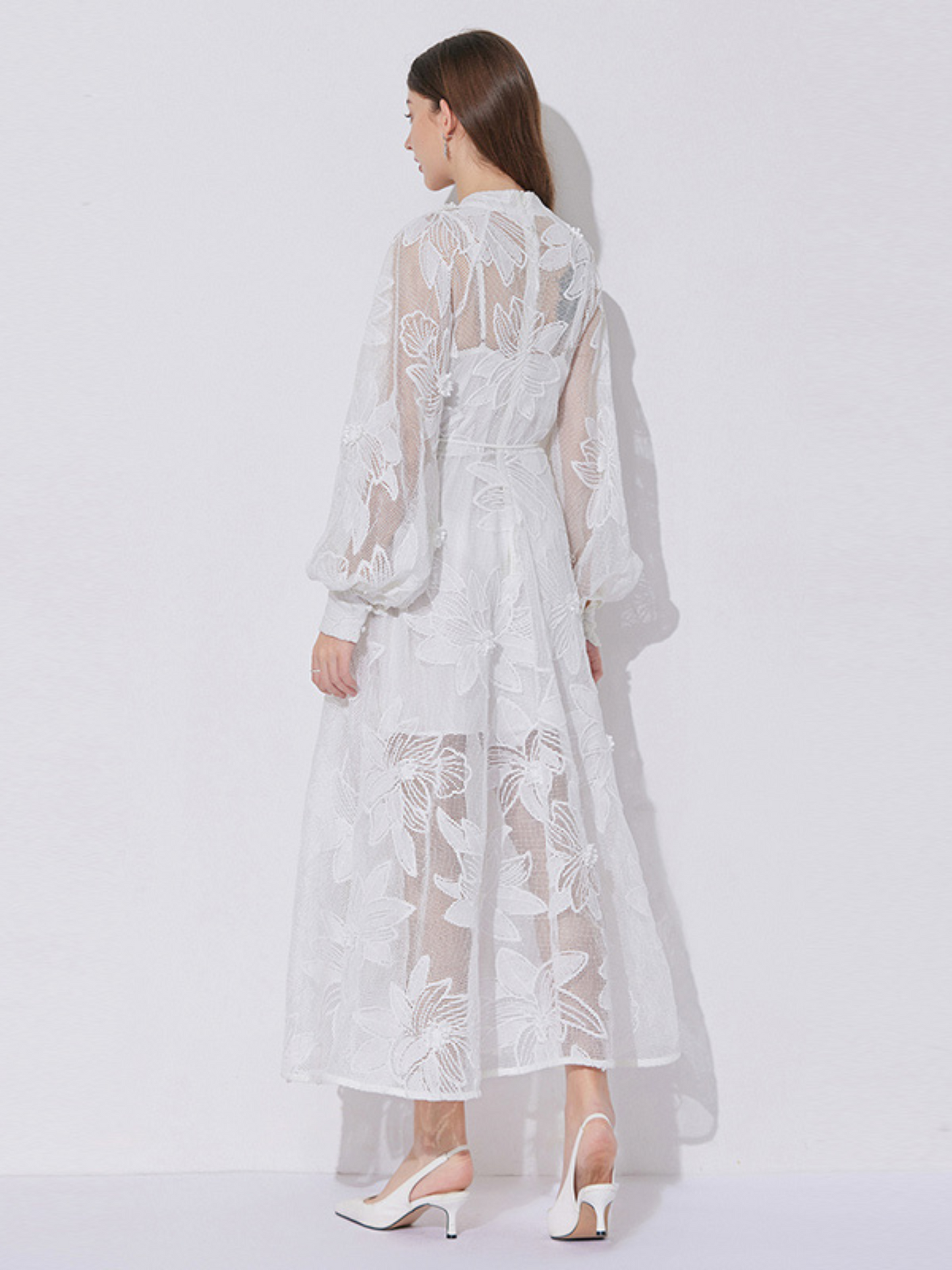 Vestido maxi elegante blanco Silvia