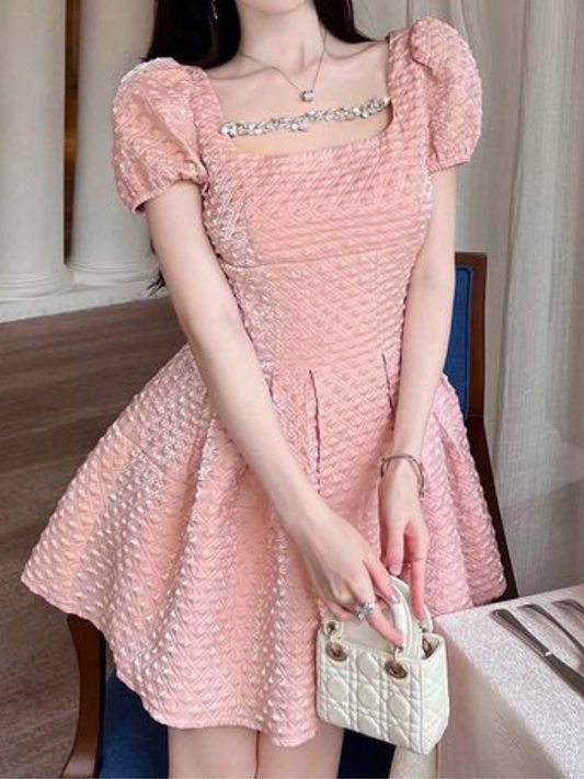 Mini vestido lujoso de fiesta rosa Adeline