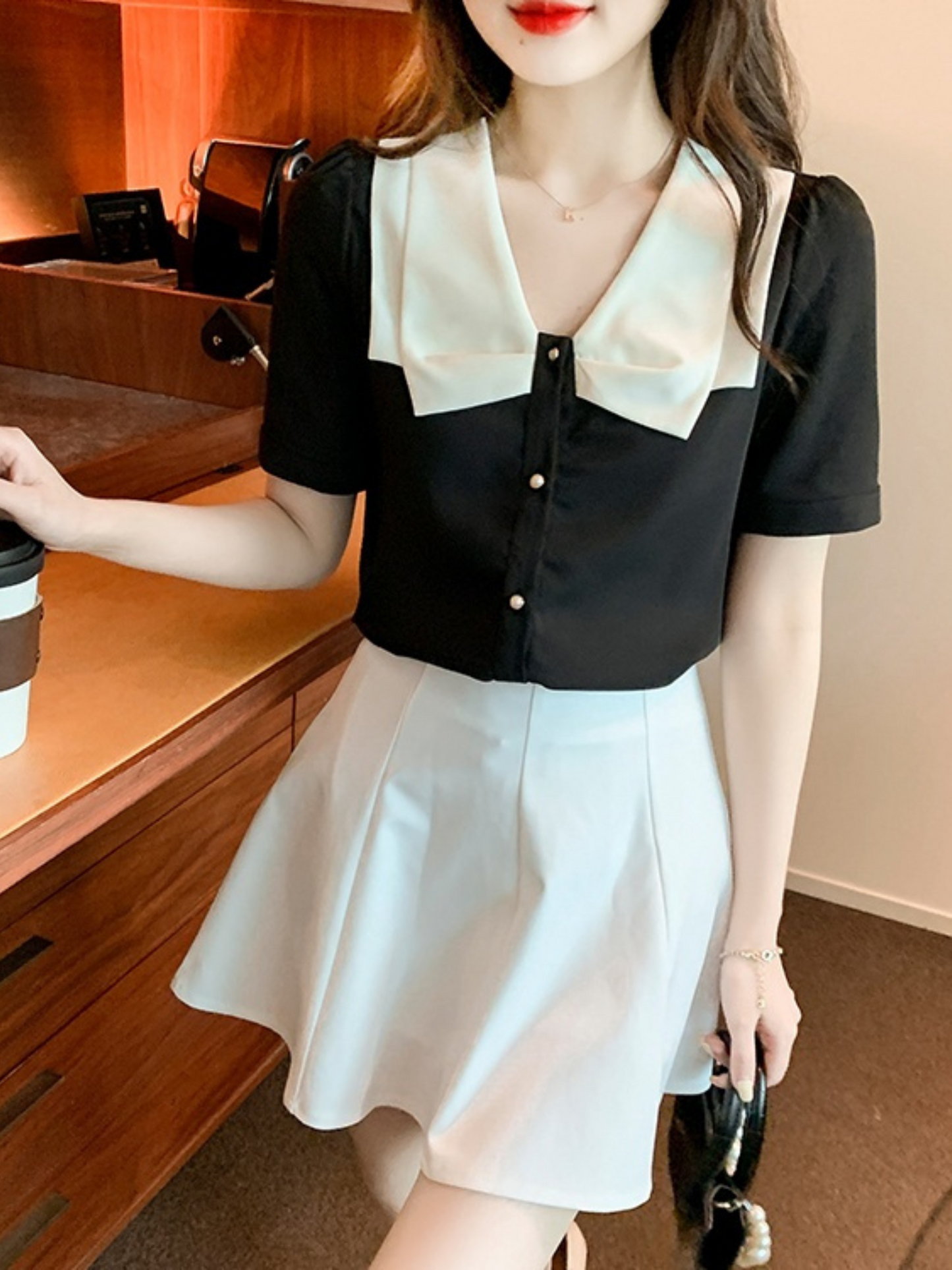 Blusa elegante preppy mangas cortas Eren