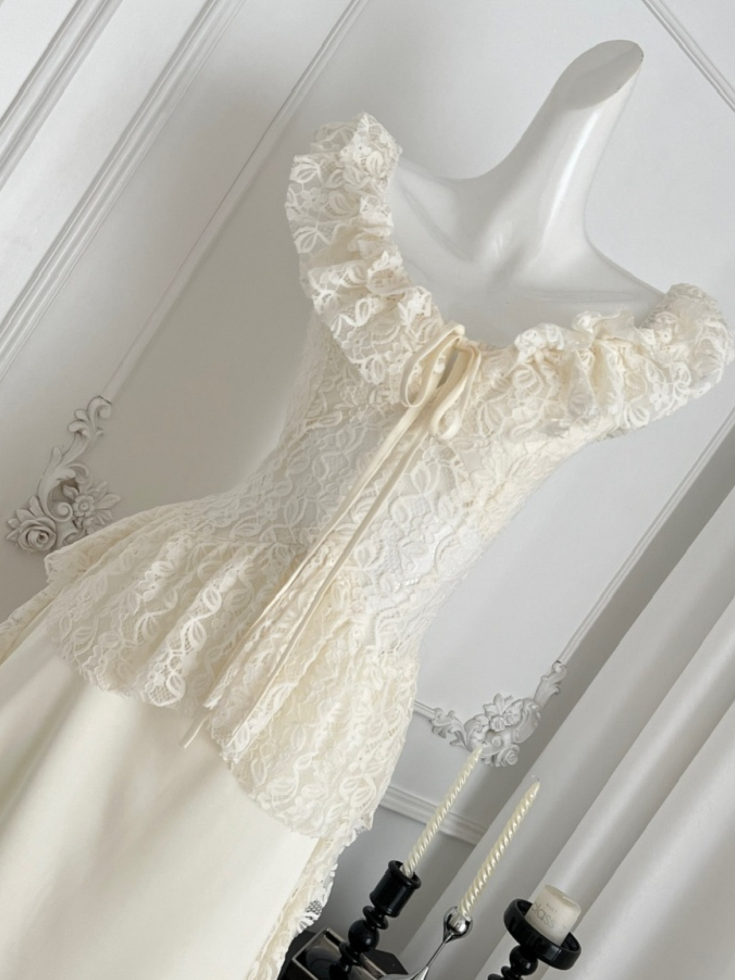 Vestido largo elegante romántico crema Cindy