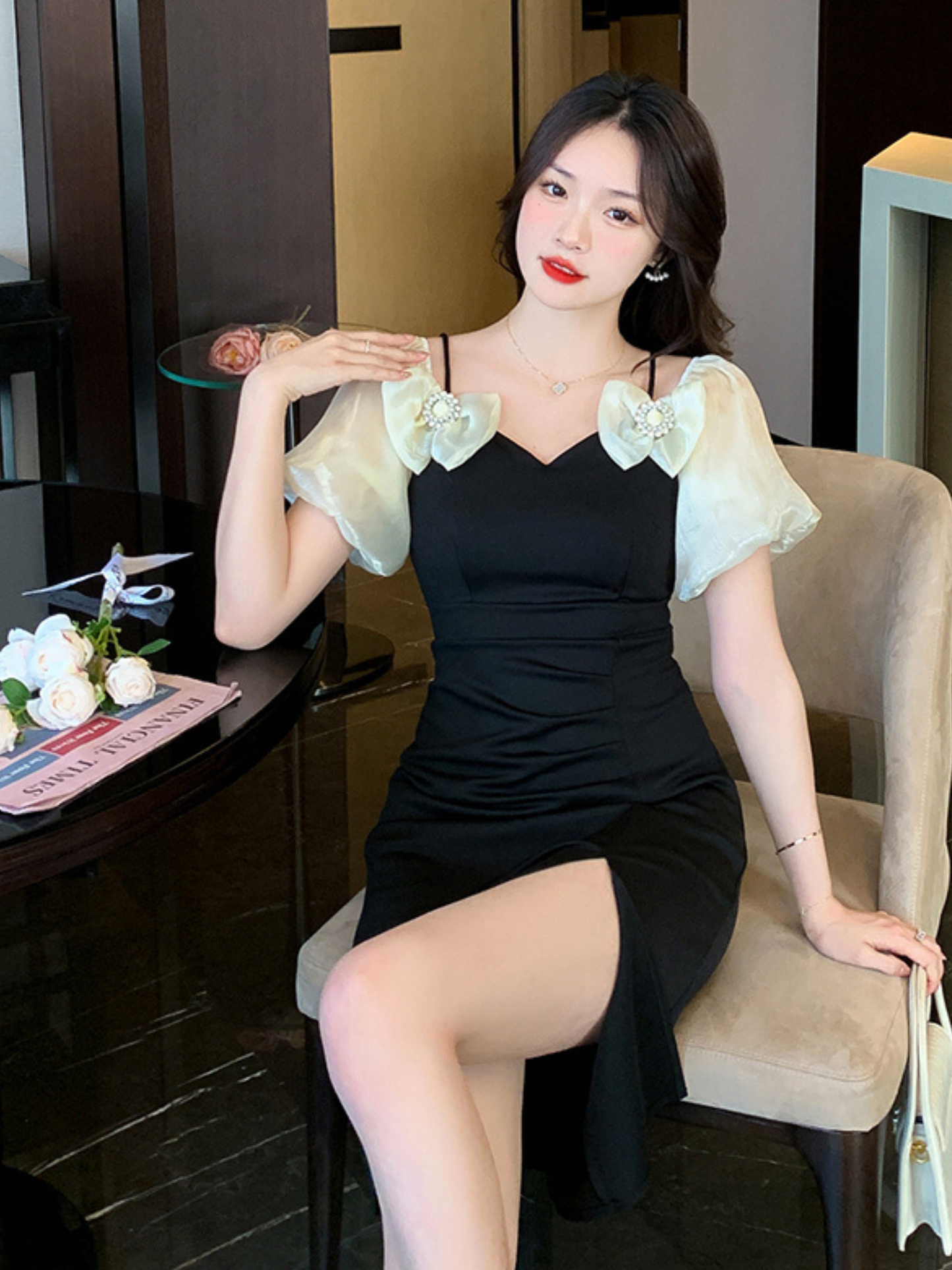 Vestido Midi Elegante Negro Railey