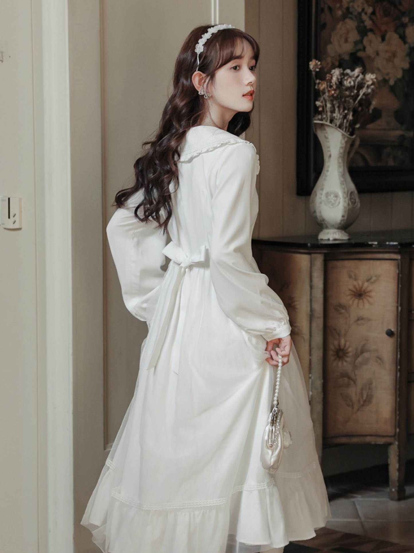 Vestido largo blanco J-style tierno Wendy