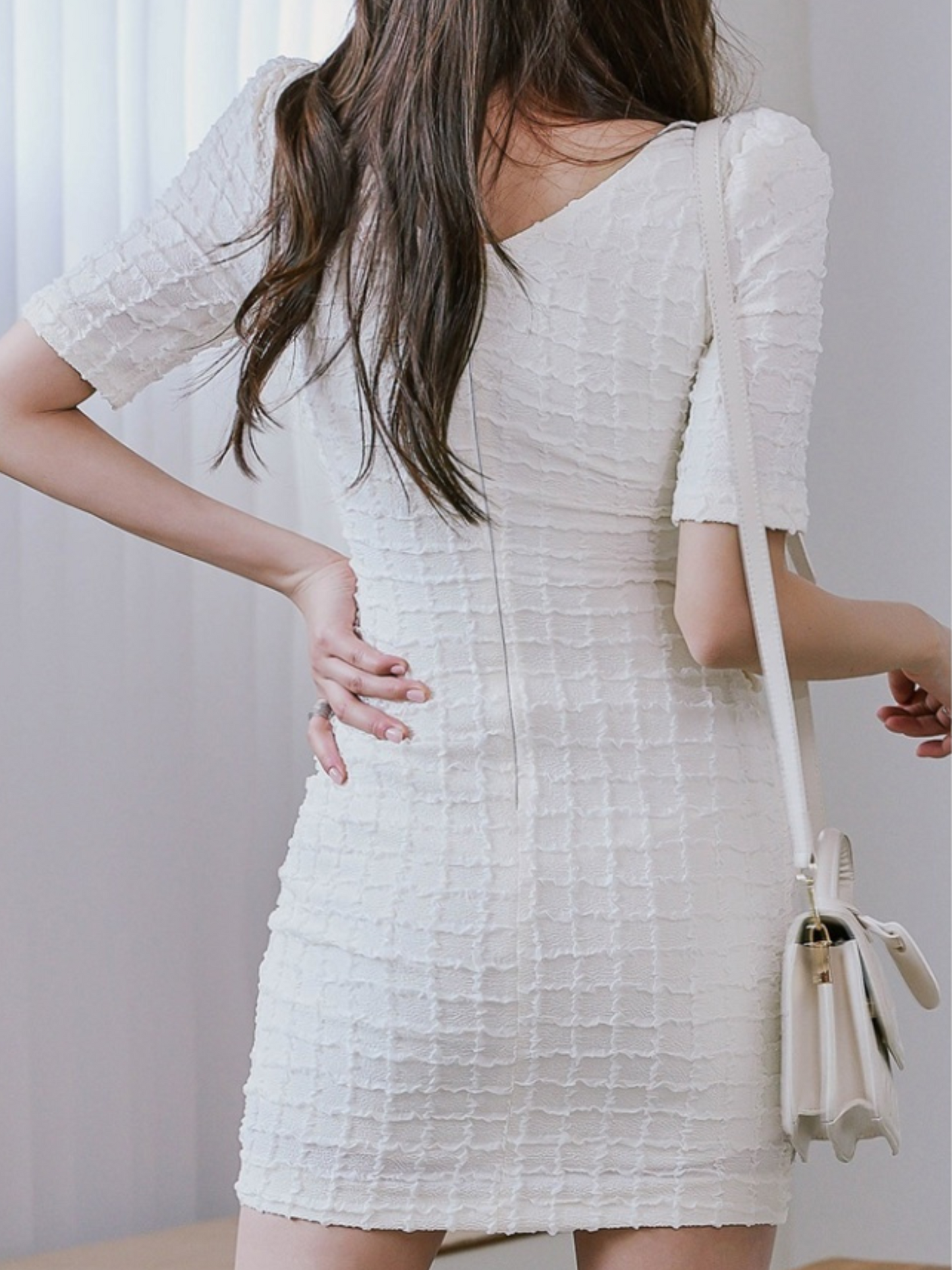 Vestido corto blanco juvenil Elena (Mayoreo)