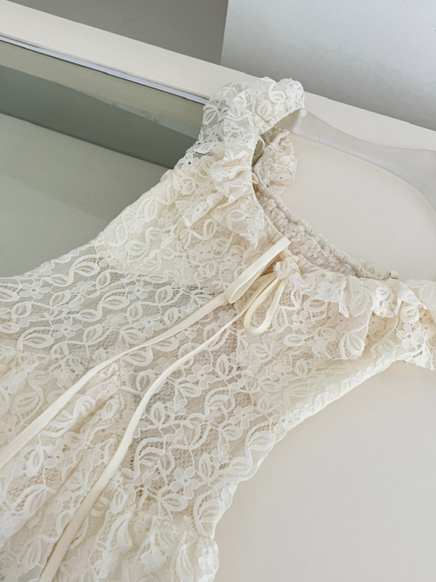 Vestido largo elegante romántico crema Cindy