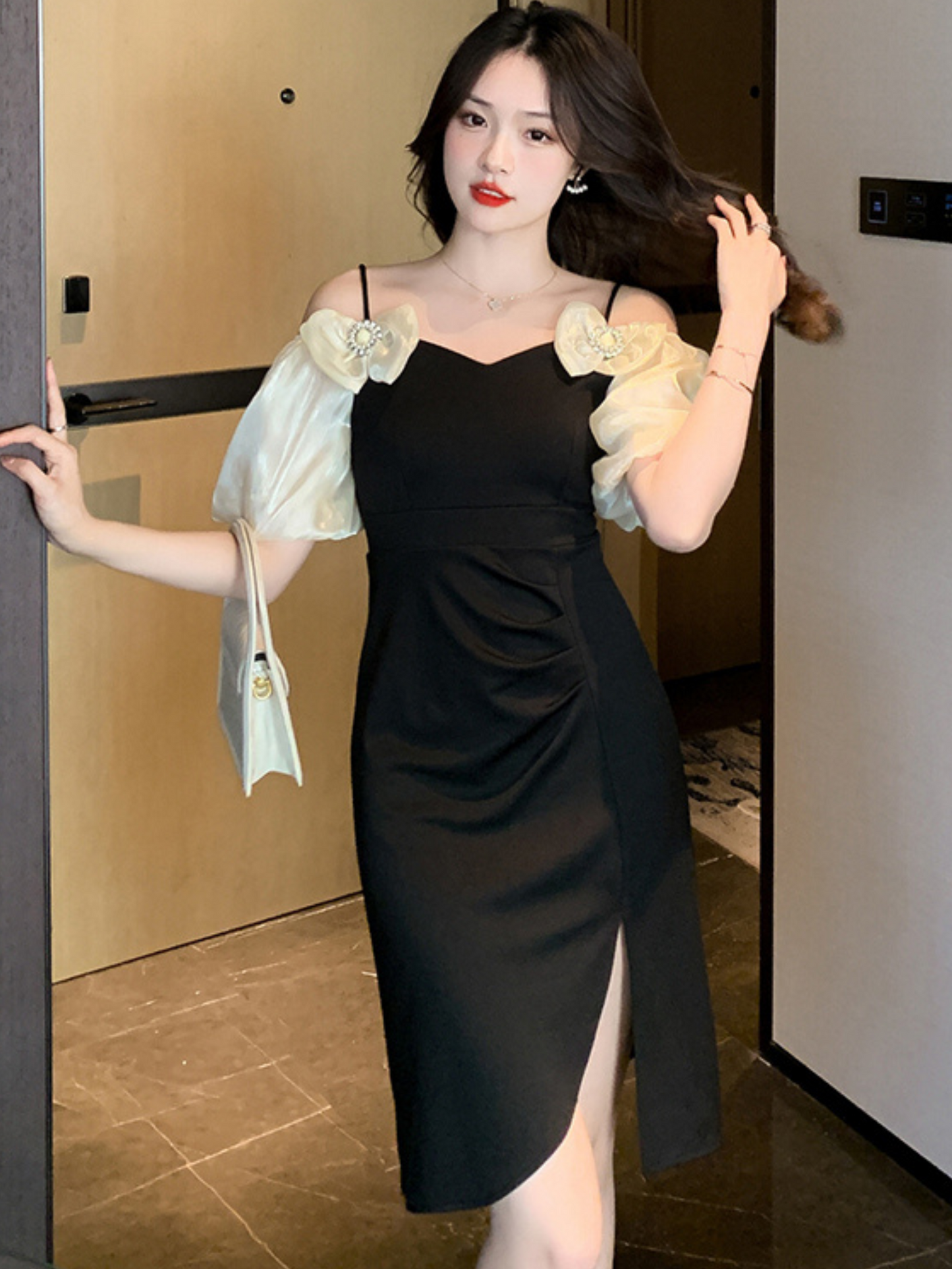 Vestido Midi Elegante Negro Railey