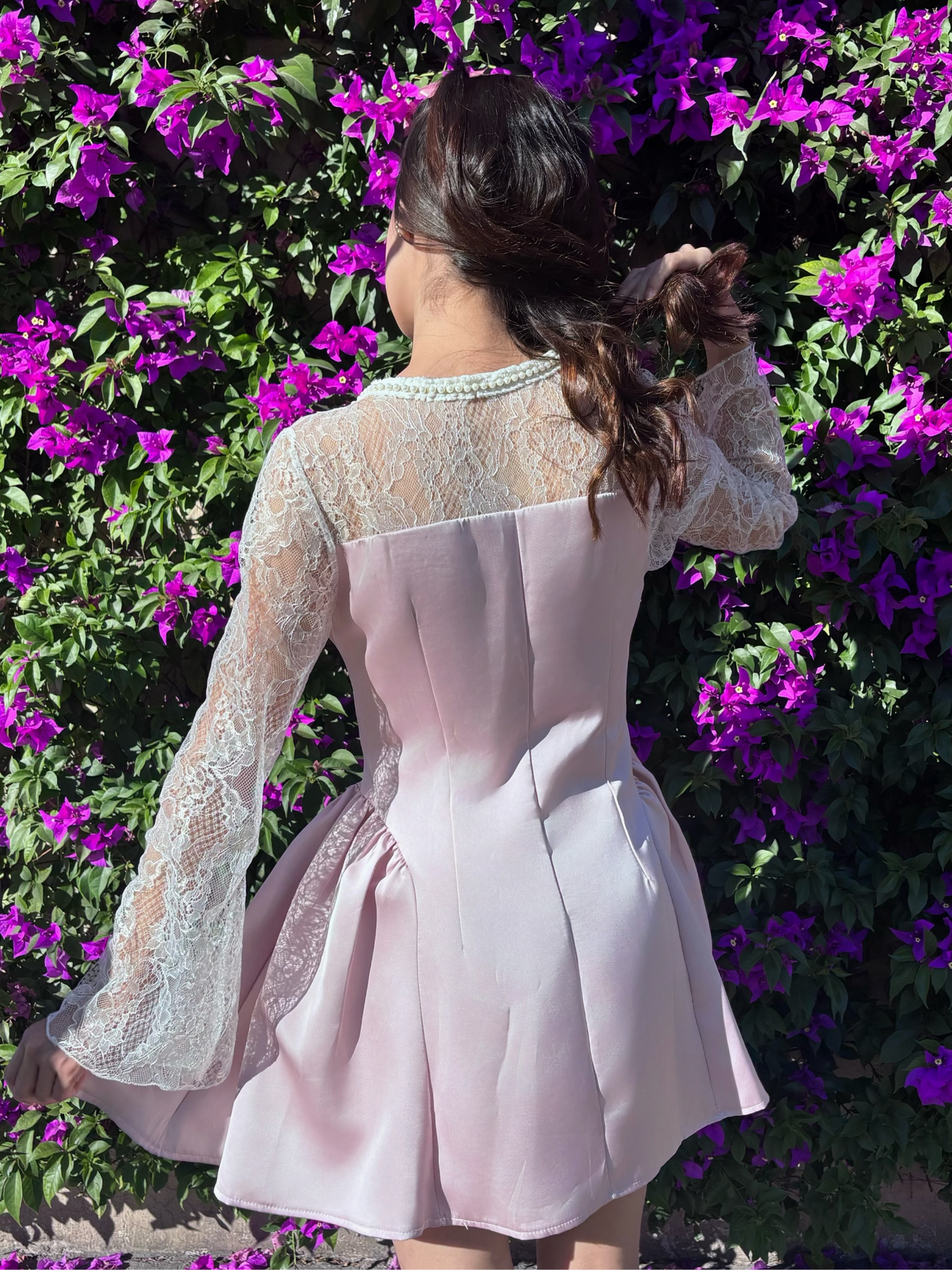 Mini vestido de fiesta elegante rosa Perla
