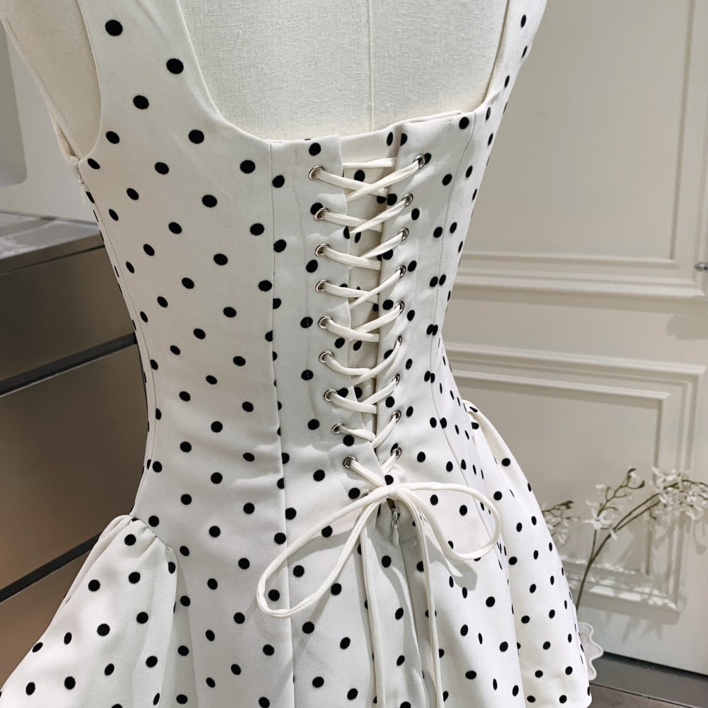 Mini vestido retro con lunares tipo corset Patsy