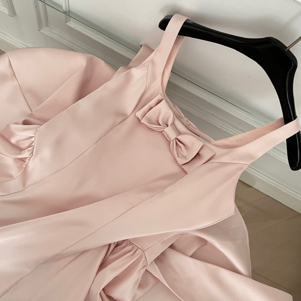 Mini vestido de fiesta rosa con moño Darlen