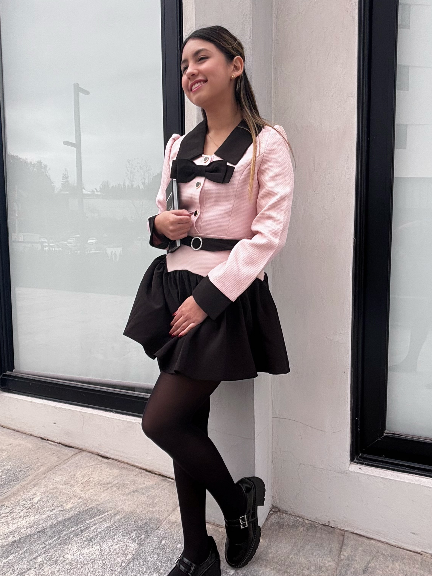 Vestido Elegante Rosa y Negro Jennie