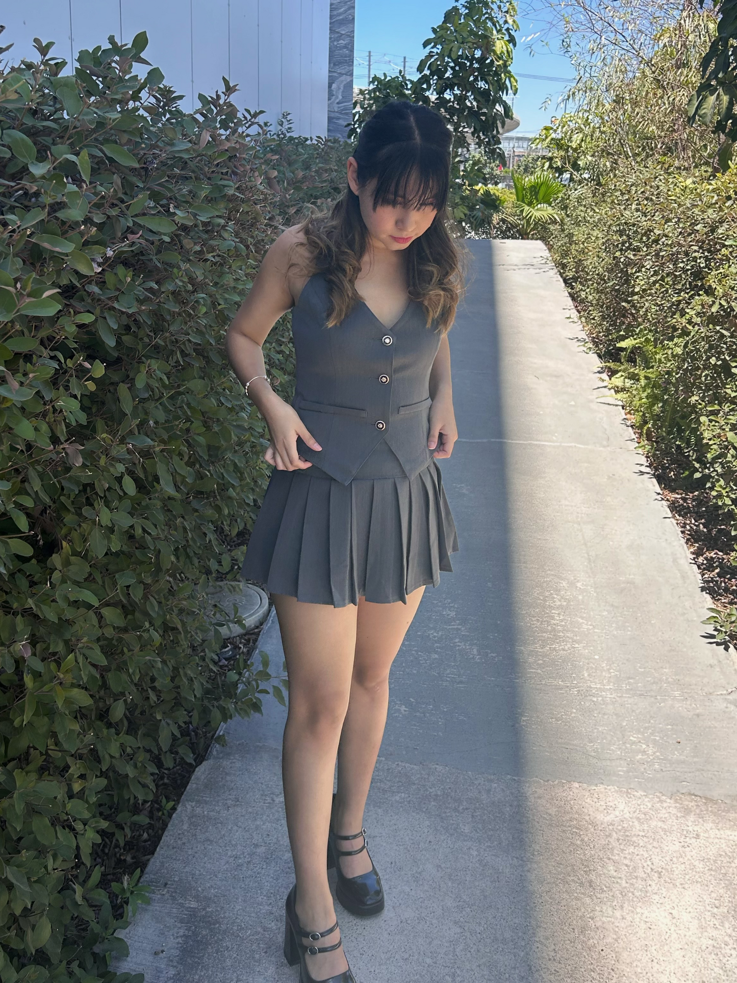 Set top y falda gris Vivienne