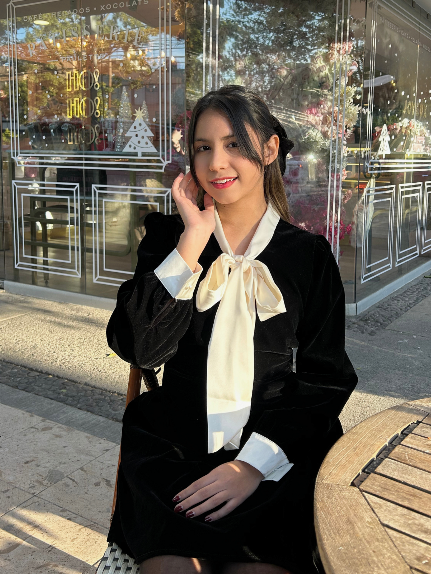 Vestido elegante terciopelo con moño Harper