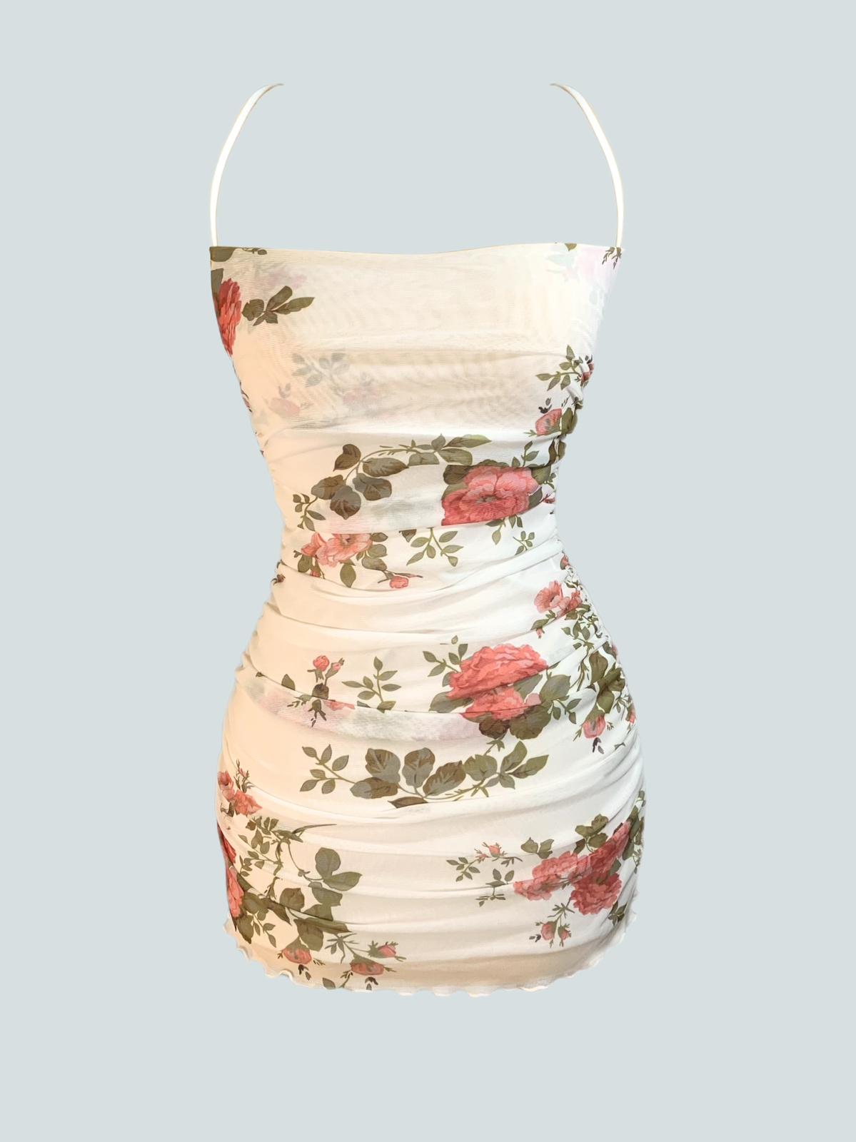 Vestido mini floral blanco de primavera Olivia