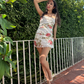 Vestido mini floral blanco de primavera Olivia