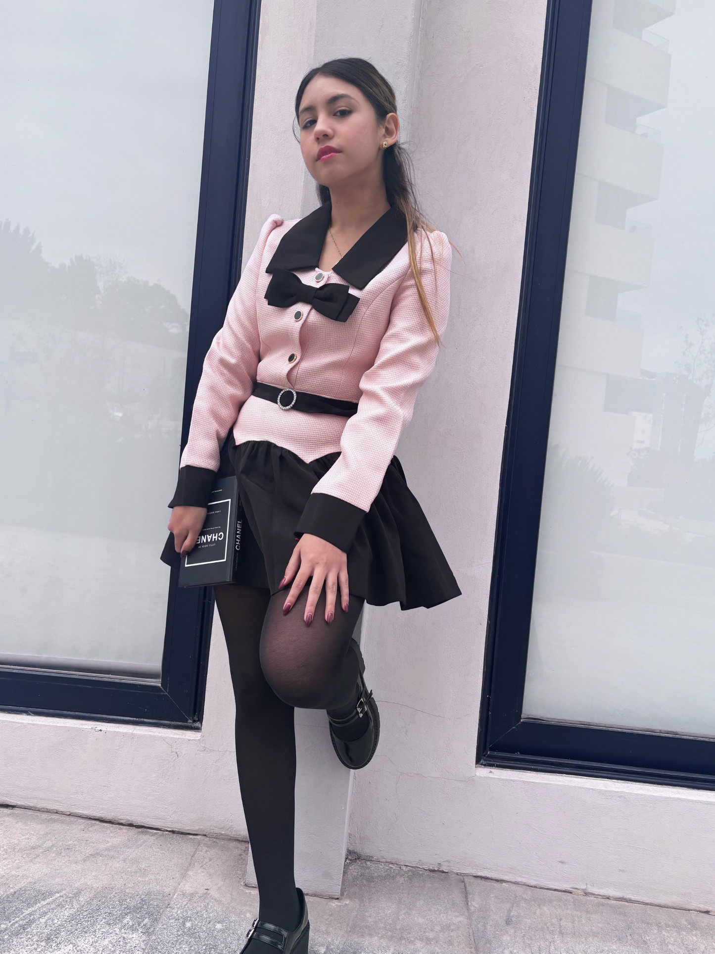 Vestido Elegante Rosa y Negro Jennie