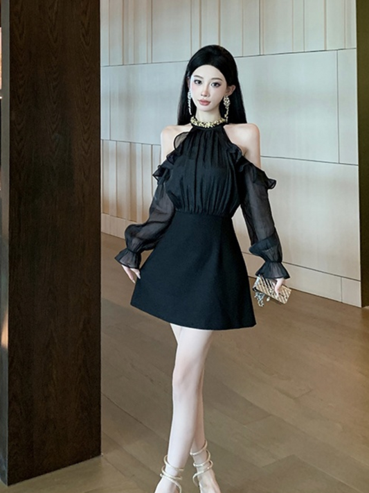 Vestido mini negro elegante de fiesta Aixa
