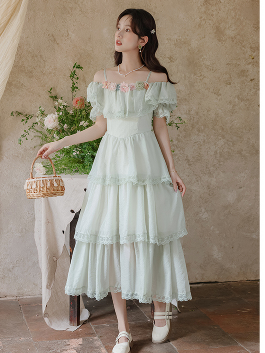 Vestido largo romántico cottage Fey