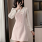 Vestido corto elegante con mangas largas rosa Yeri