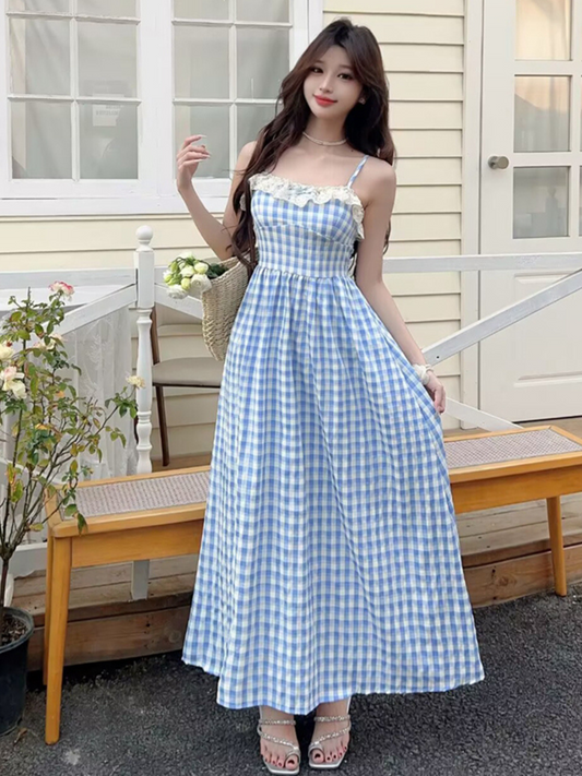 Vestido largo a cuadros cottagecore Gracie