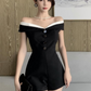 Jumpsuit corto elegante blanco y negro Moni