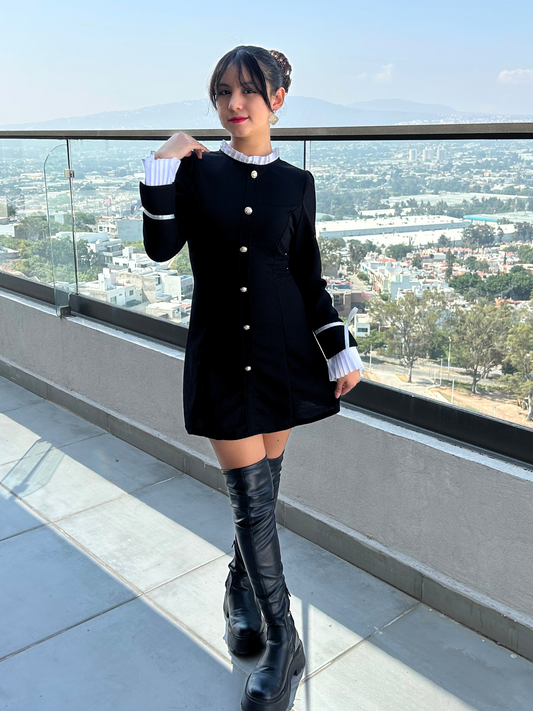 Vestido elegante negro con botones Bonnie