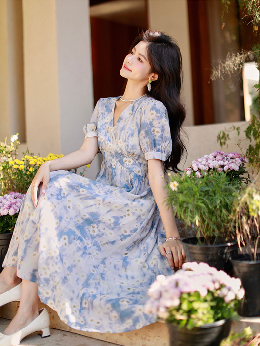 Vestido largo elegante floreado Athenea