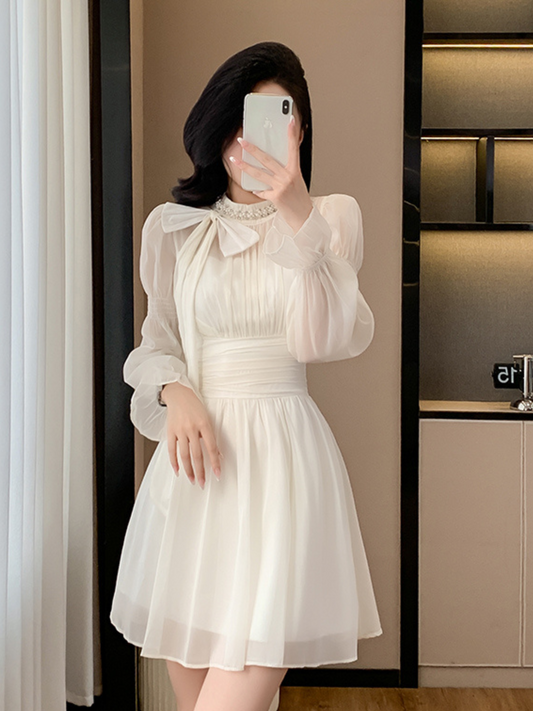 Mini vestido blanco mangas largas Allie