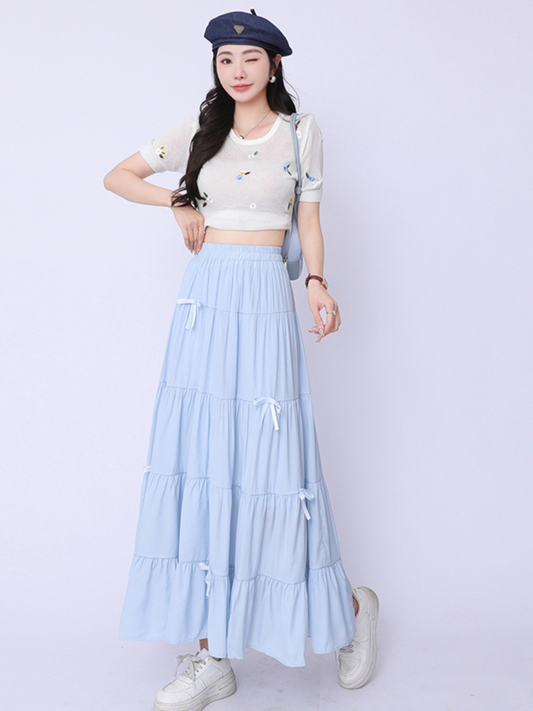 Falda maxi con moños Melly (Mayoreo)