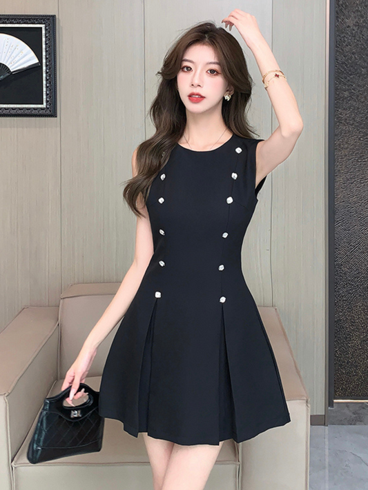 Vestido corto negro elegante Devy