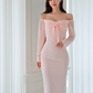 Vestido midi elegante juvenil rosa Lizeth