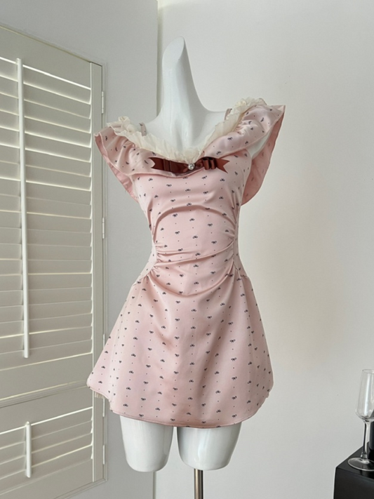 Mini vestido rosa tierno coquette Mina