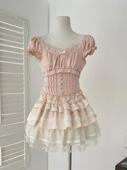 Set dos piezas falda y top tierno romántico Lilith