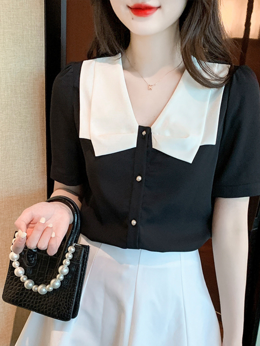 Blusa elegante preppy mangas cortas Eren