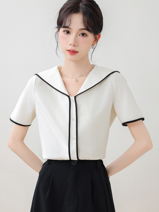 Blusa elegante formal mangas cortas Mariela