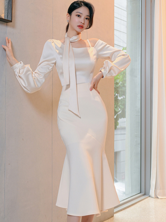 Set dos piezas top y falda midi elegante classy Dayna