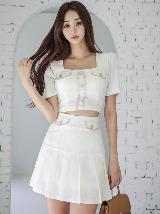 Set dos piezas top y falda elegante juvenil Arely