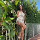 Vestido mini floral blanco de primavera Olivia