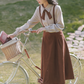 Set 2 piezas Vestido con tirantes estilo colegial y camisa  Ceci