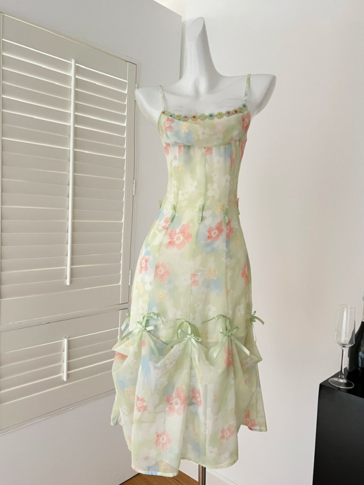 Vestido convertible maxi/mini floral Olive (Mayoreo)