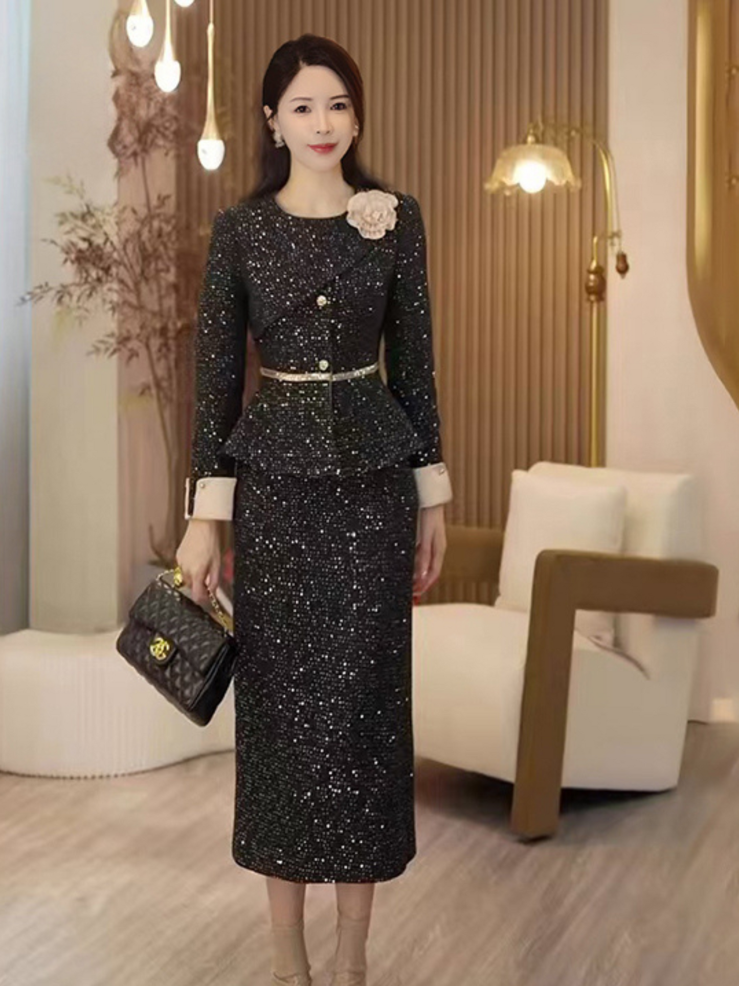 Set dos piezas blazer y falda elegante lujoso Collins