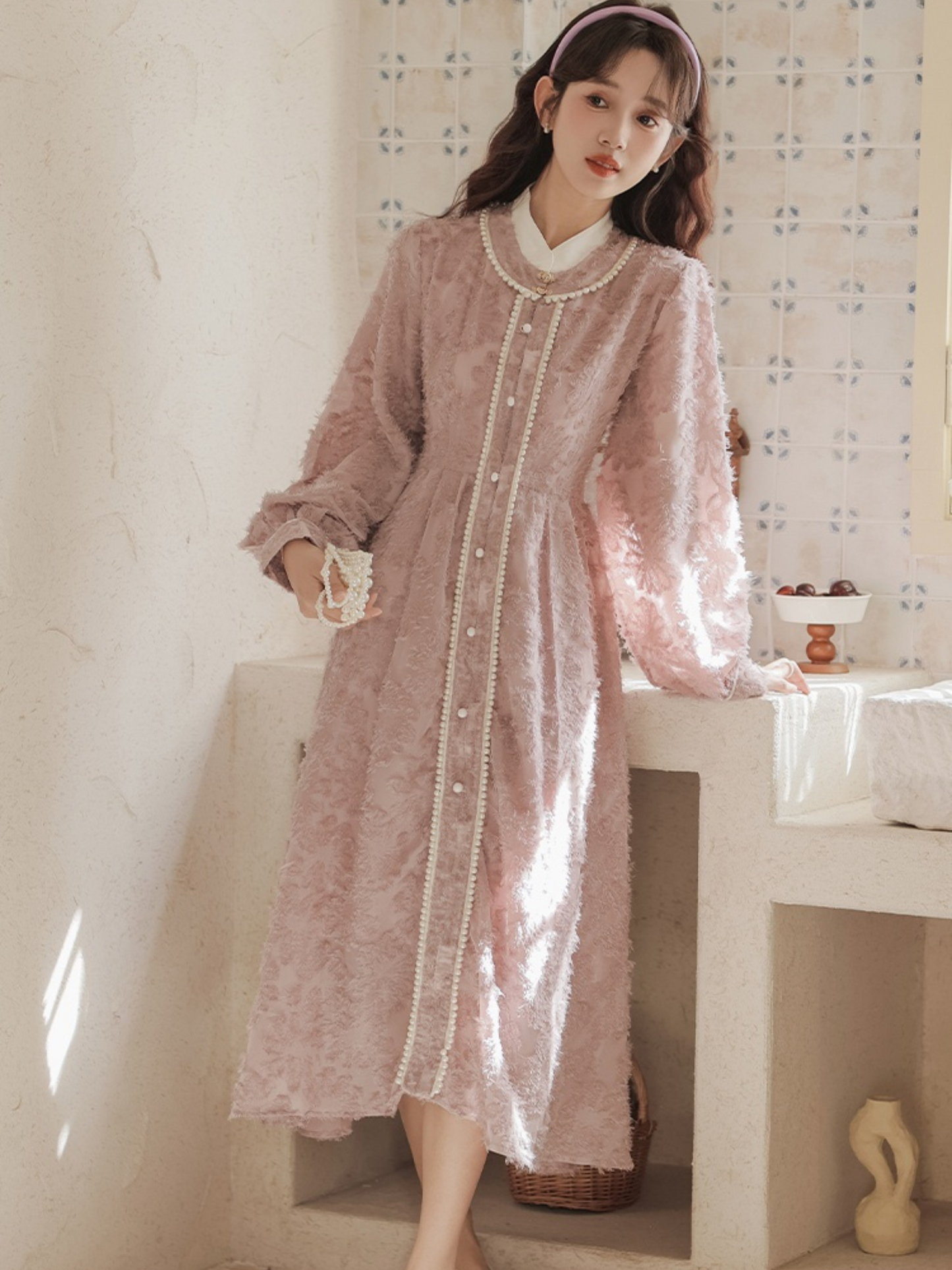 Vestido Largo Estilo Cottage Rosa Matilda