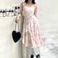 Vestido largo floral con encaje moderno Saki (Mayoreo)