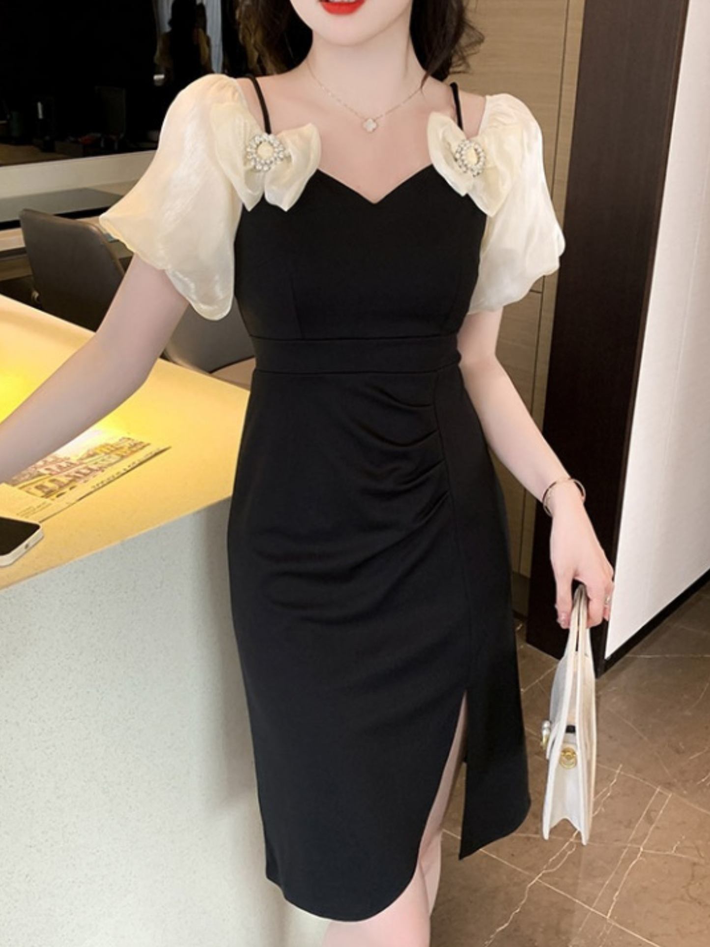 Vestido Midi Elegante Negro Railey
